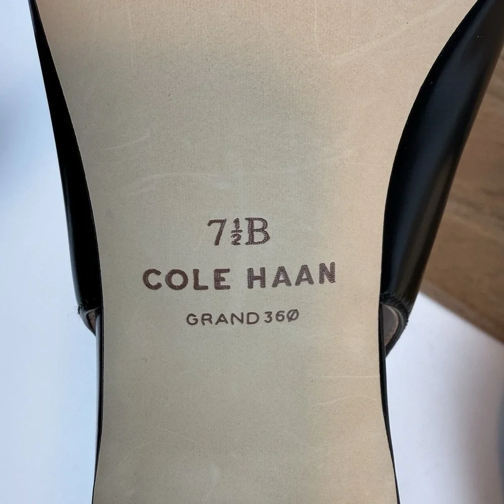 New NWOB Womens Cole Haan Paden Ankle Strap Black Leather Slingback Sandals 7.5B